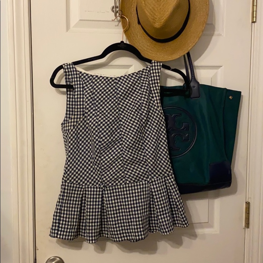 Gingham peplum preppy top